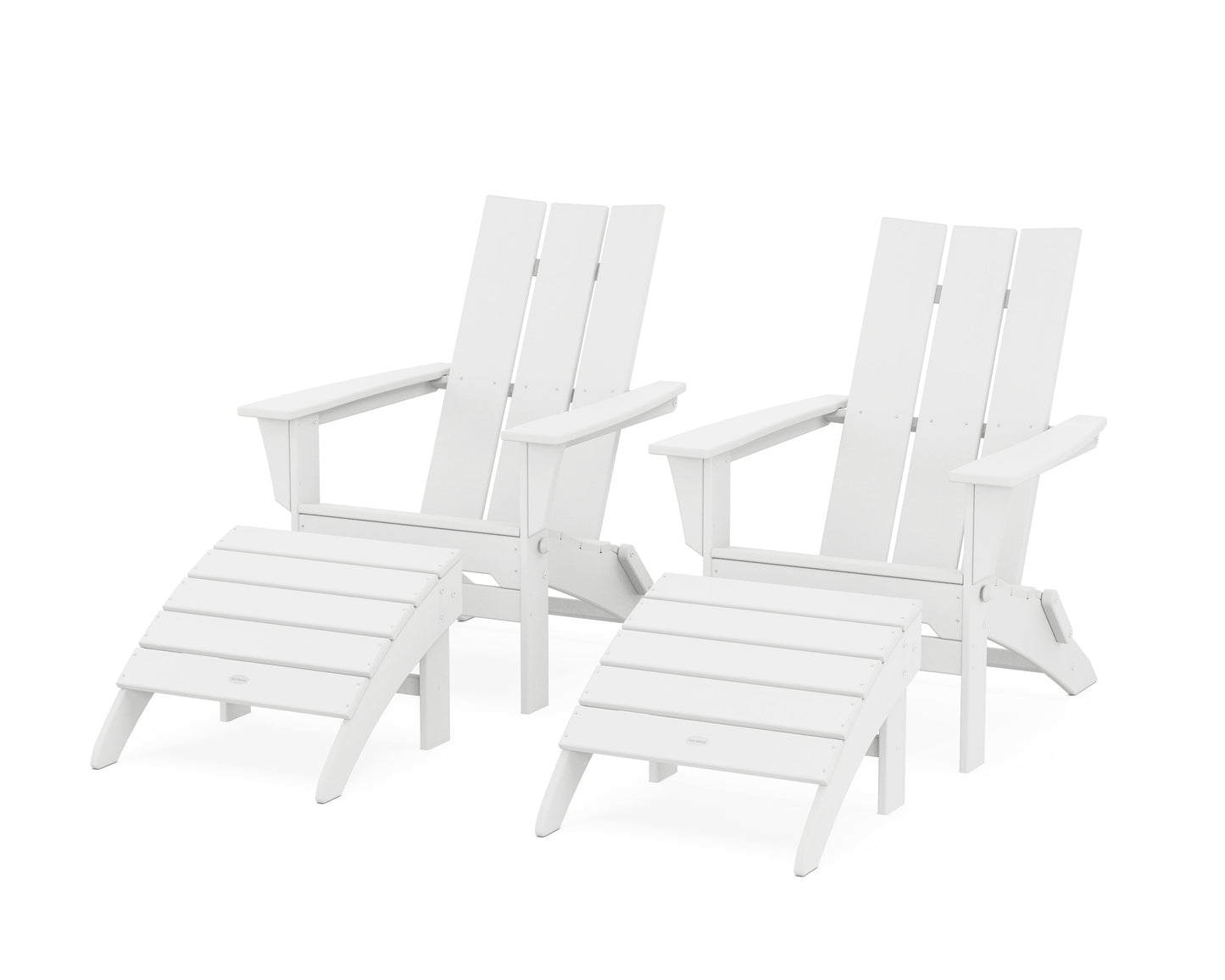 Modern Folding Adirondack Chair 4-Piece Set with Ottomans