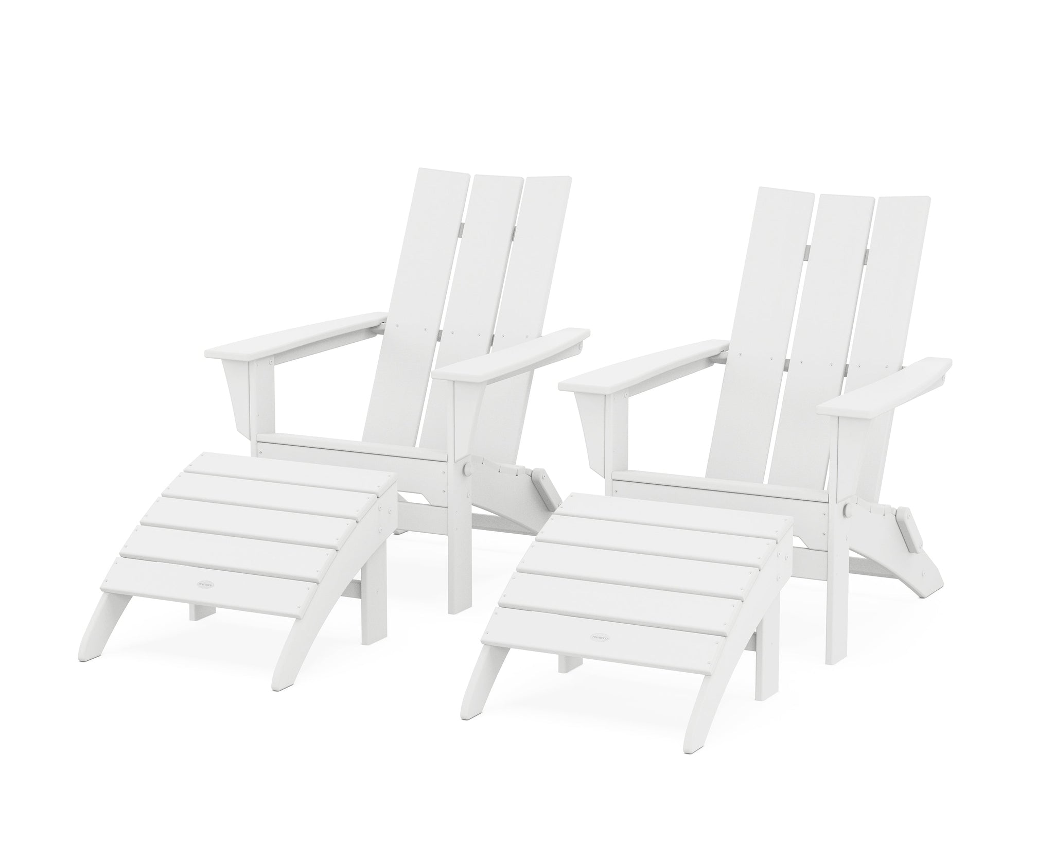 Modern Folding Adirondack Chair 4-Piece Set with Ottomans