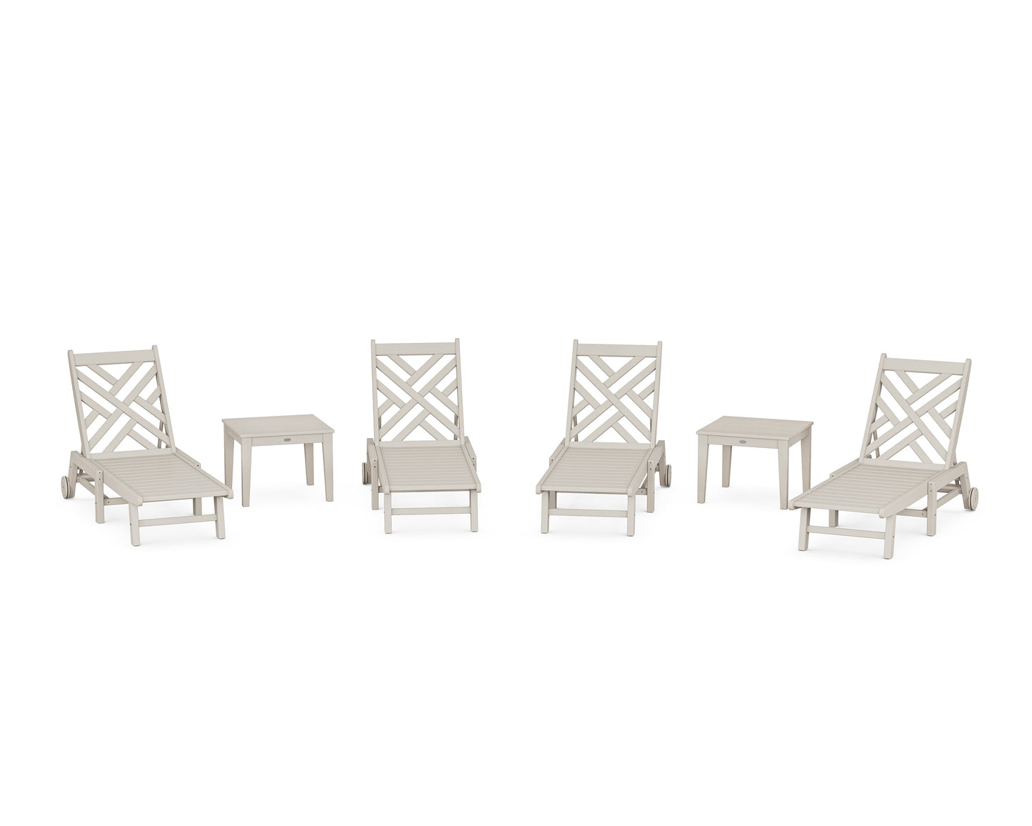 Chippendale 6-Piece Chaise Set with Wheels