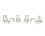 Chippendale 6-Piece Chaise Set with Wheels