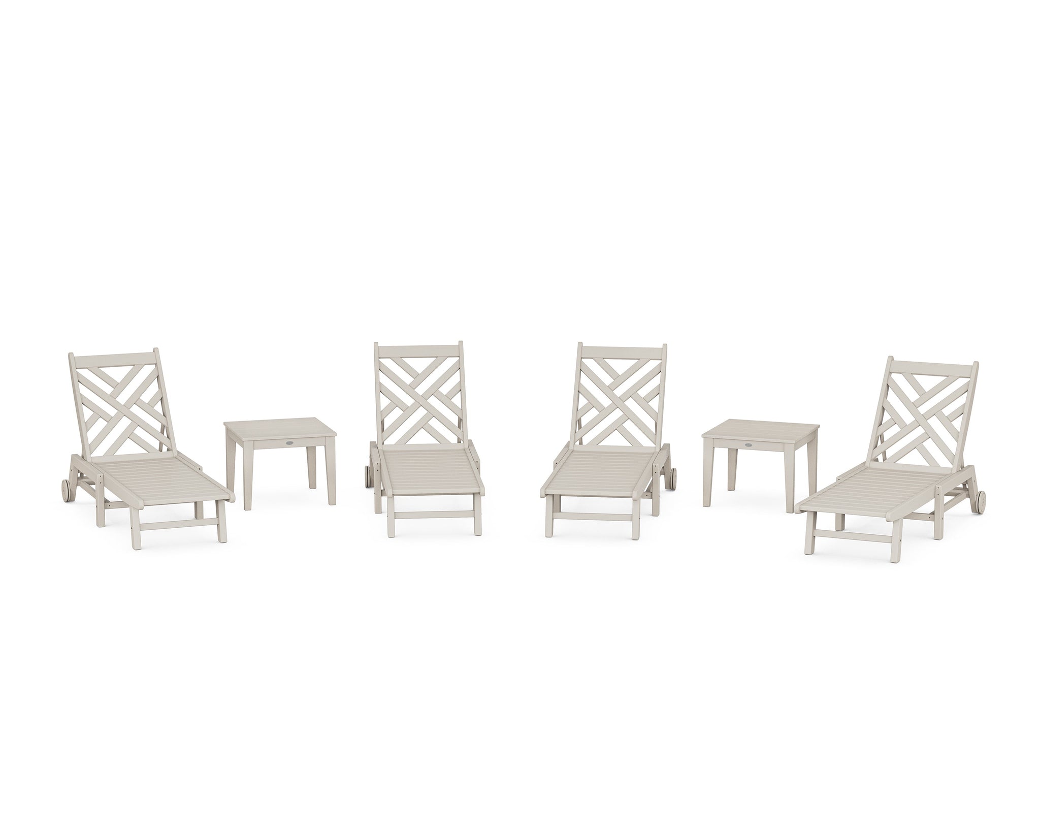 Chippendale 6-Piece Chaise Set with Wheels