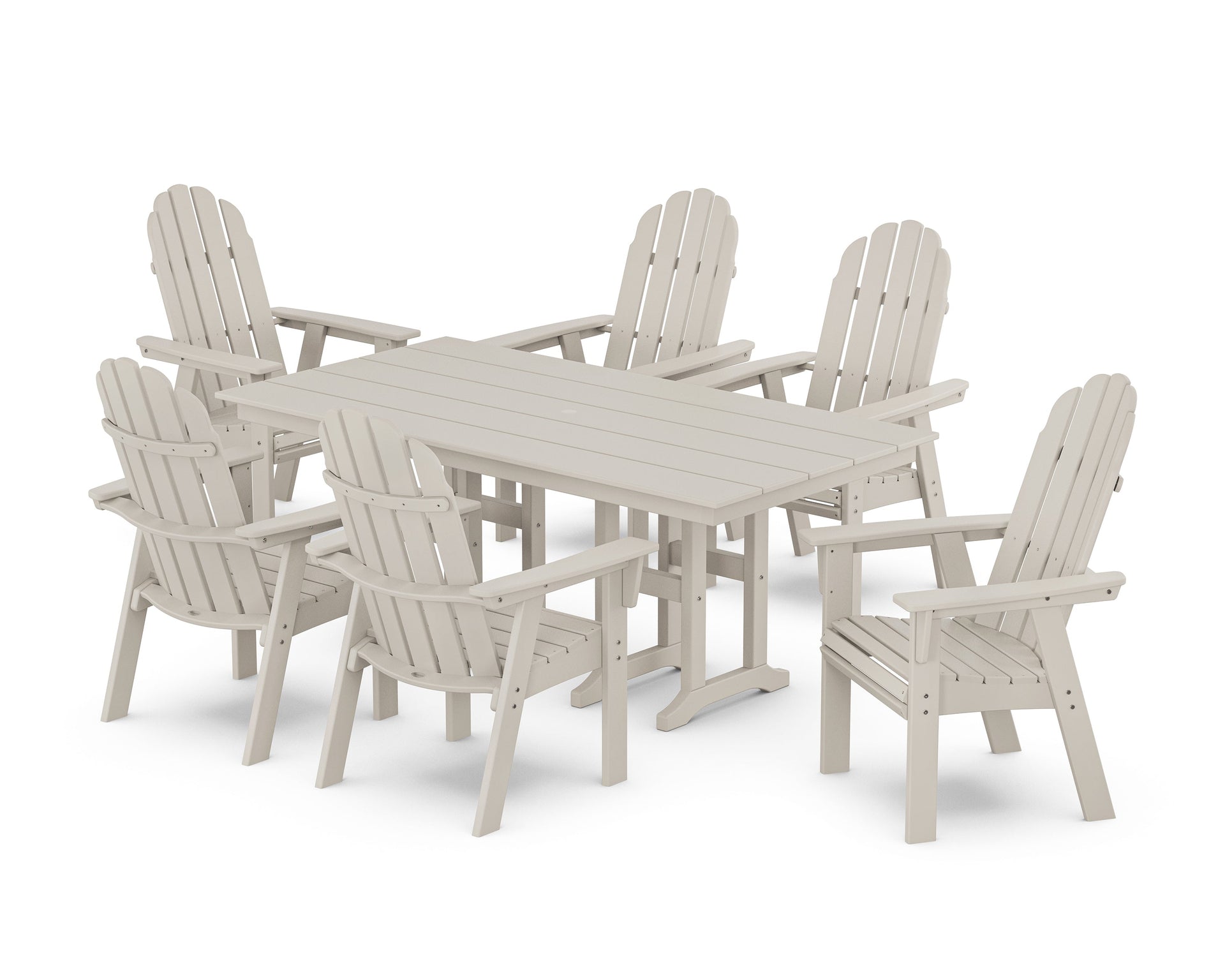 Vineyard Curveback Adirondack Chair 7-Piece Farmhouse Dining Set