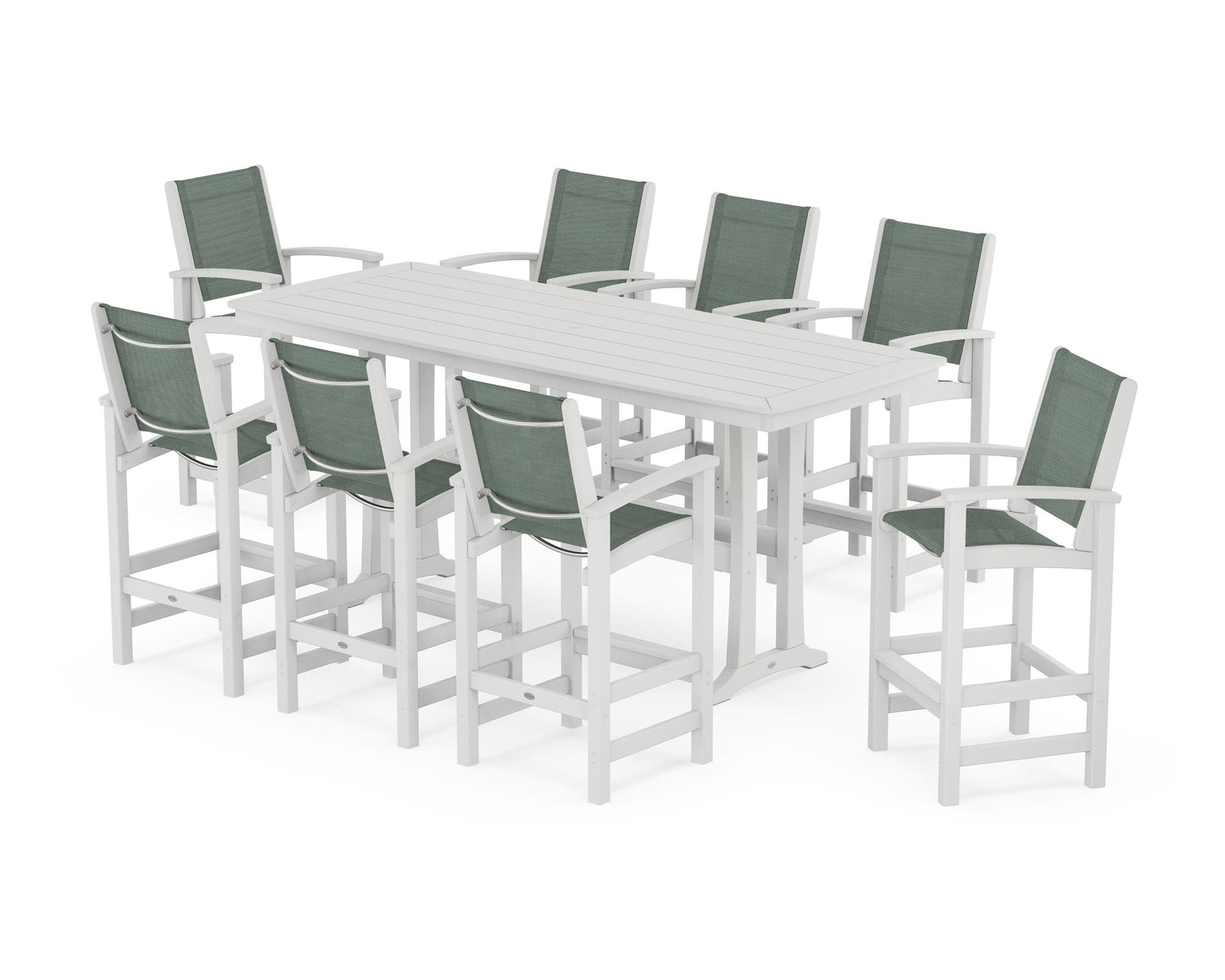 Coastal 9-Piece Bar Set with Trestle Legs