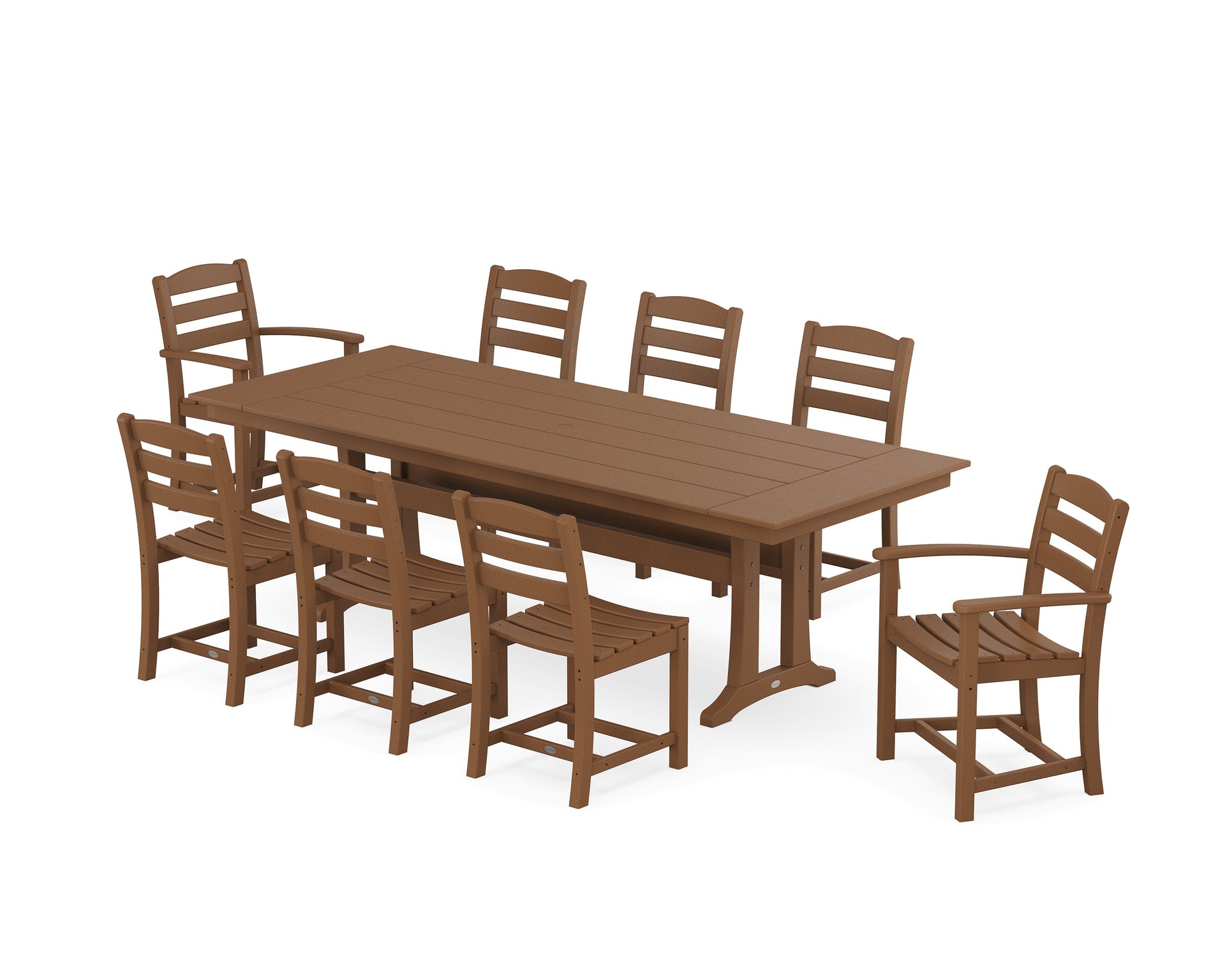 La Casa Café 9-Piece Farmhouse Dining Set with Trestle Legs