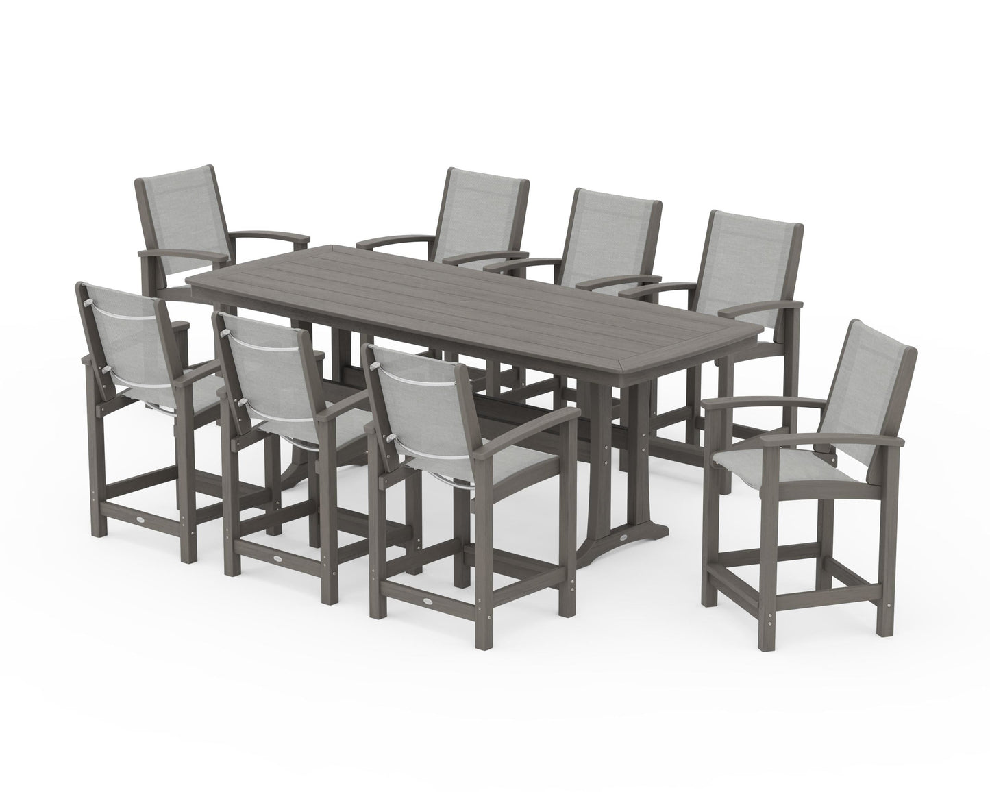Coastal 9-Piece Counter Set with Trestle Legs