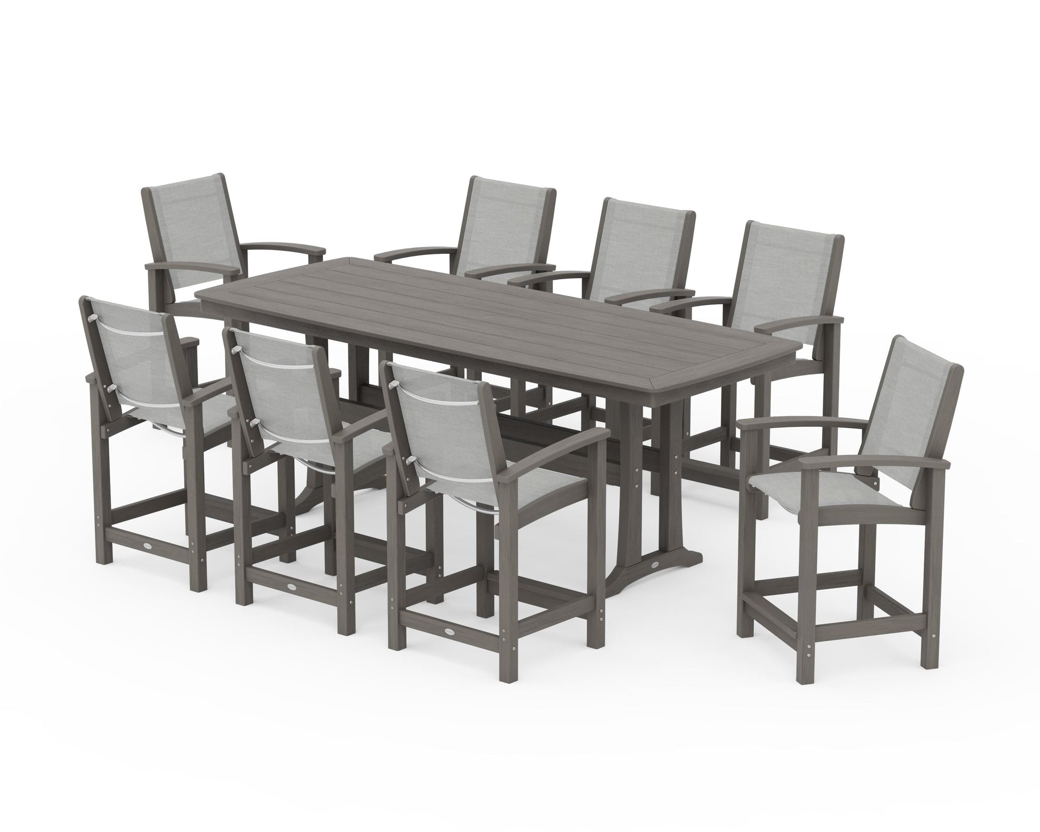 Coastal 9-Piece Counter Set with Trestle Legs