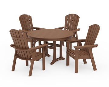 Nautical Curveback Adirondack 5-Piece Round Dining Set with Trestle Legs