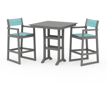 EDGE Sling Arm Chair 3-Piece Farmhouse Bar Set with Trestle Legs