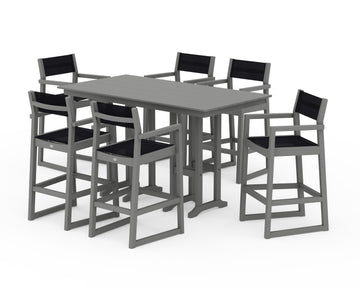 EDGE Sling Arm Chair 7-Piece Farmhouse Bar Set