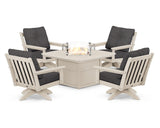 Vineyard 5-Piece Deep Seating Swivel Conversation Set with Fire Pit Table
