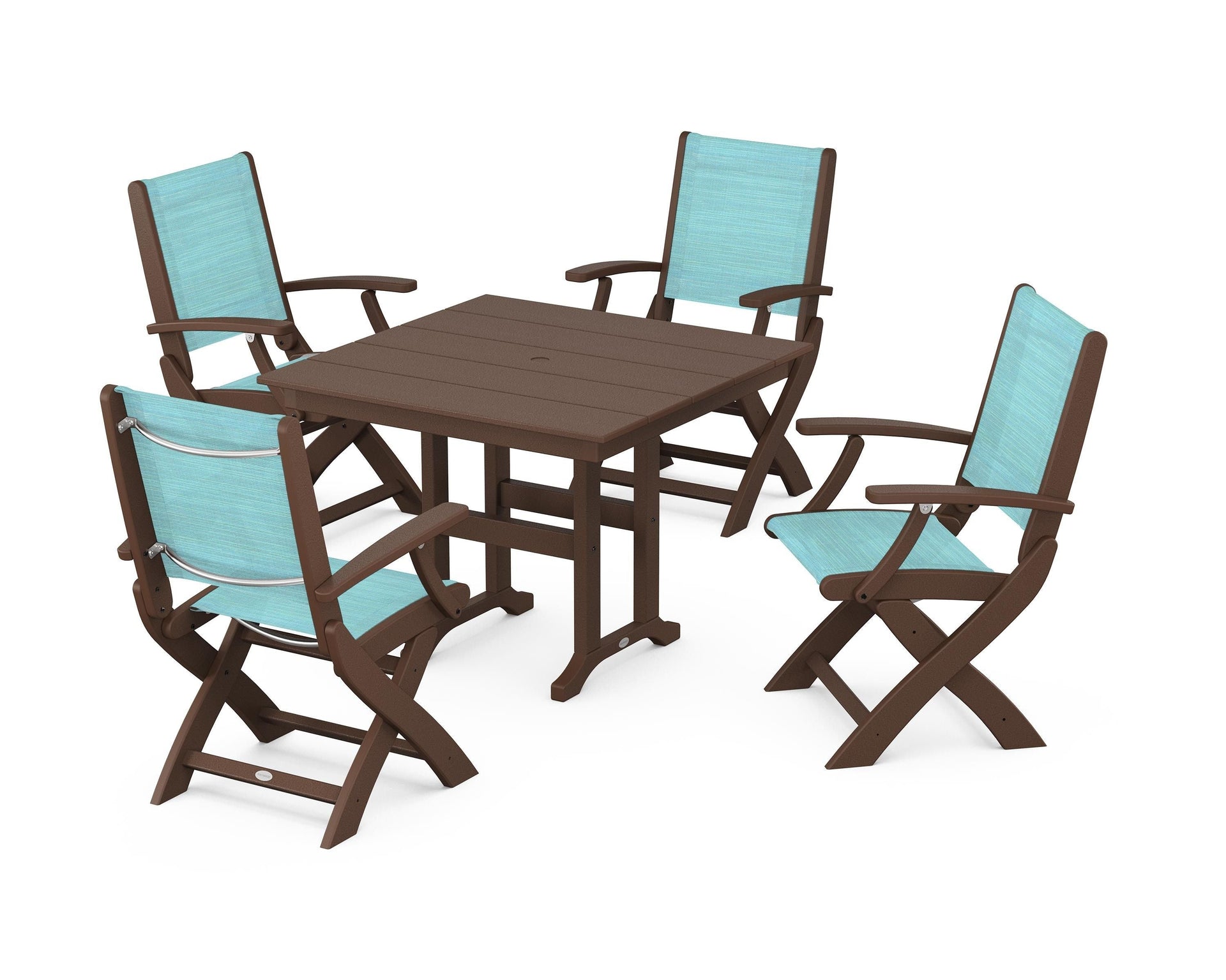 Coastal Folding Chair 5-Piece Farmhouse Dining Set