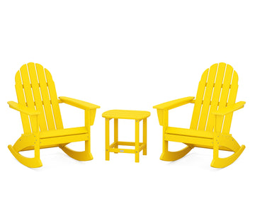 Vineyard 3-Piece Adirondack Rocking Chair Set with South Beach 18" Side Table