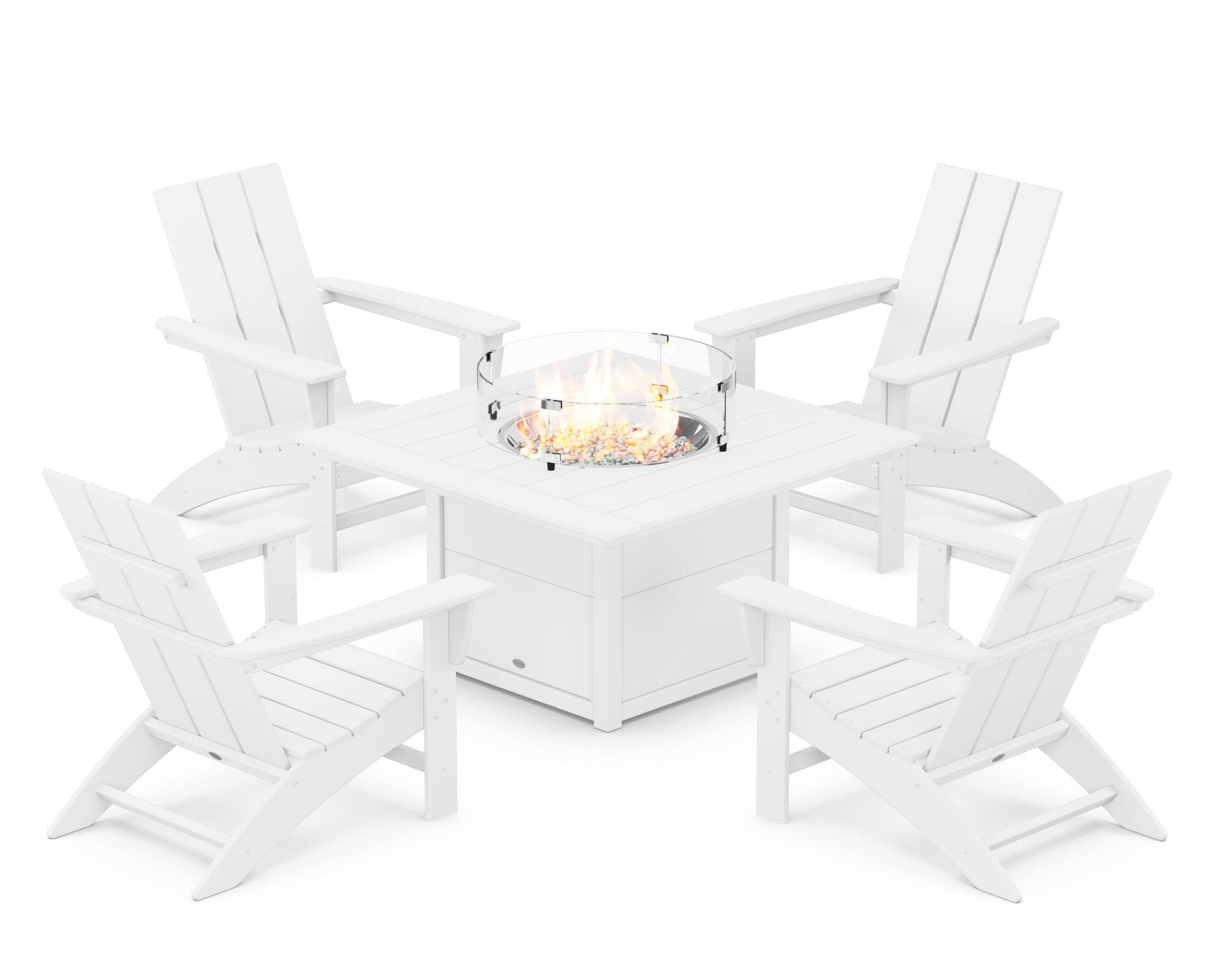 Modern 5-Piece Adirondack Chair Conversation Set with Fire Pit Table