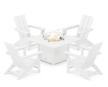 Modern 5-Piece Adirondack Chair Conversation Set with Fire Pit Table