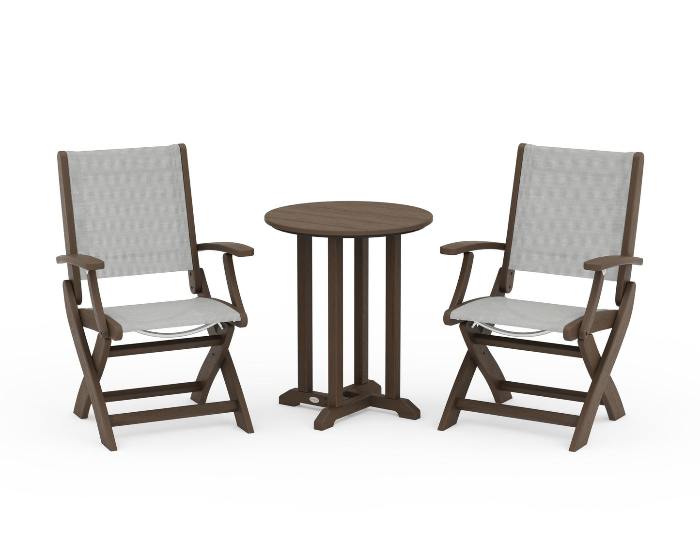 Coastal Folding 3-Piece Round Bistro Dining Set