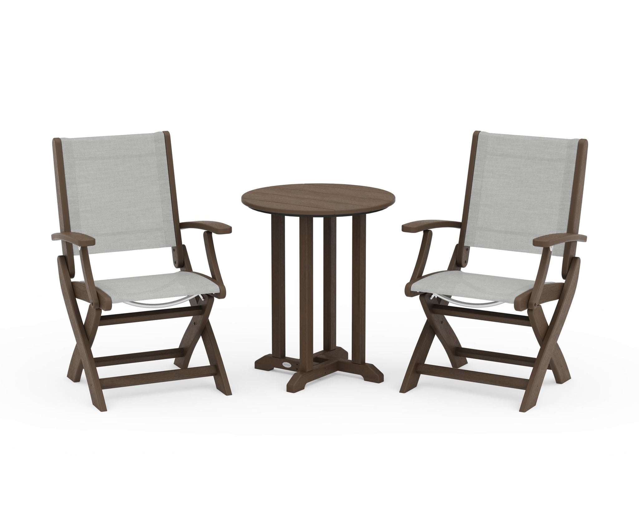 Coastal Folding 3-Piece Round Bistro Dining Set
