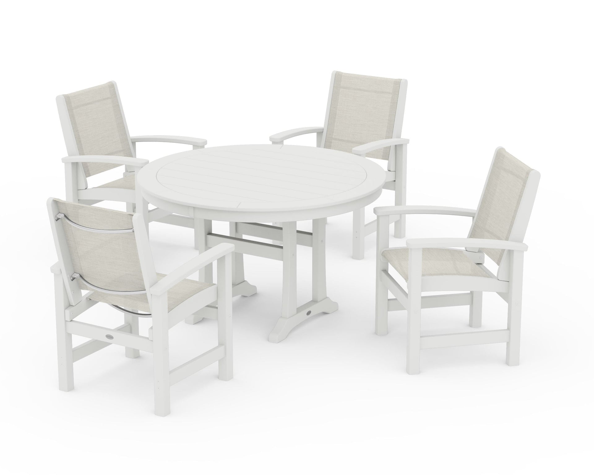 Coastal 5-Piece Round Dining Set with Trestle Legs