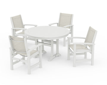 Coastal 5-Piece Round Dining Set with Trestle Legs