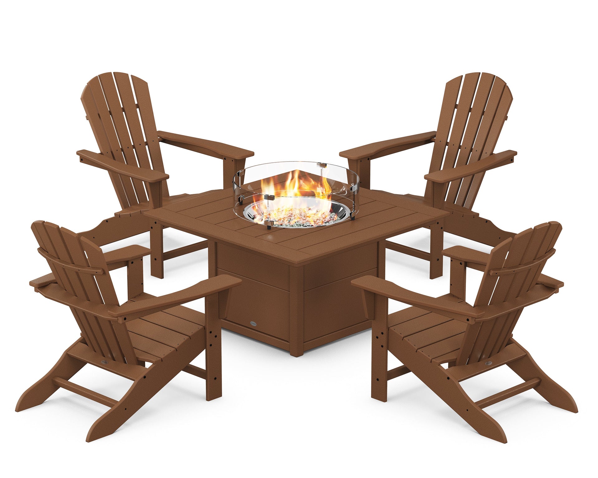 Palm Coast 5-Piece Adirondack Chair Conversation Set with Fire Pit Table