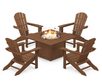 Palm Coast 5-Piece Adirondack Chair Conversation Set with Fire Pit Table