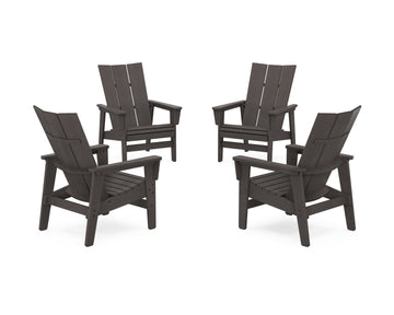 4-Piece Modern Grand Upright Adirondack Chair Conversation Set