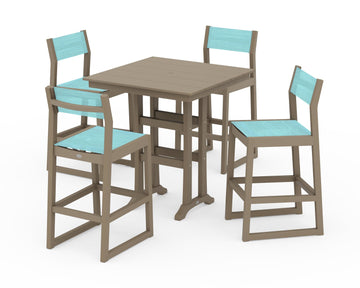 EDGE Sling Arm Chair 5-Piece Farmhouse Bar Set with Trestle Legs