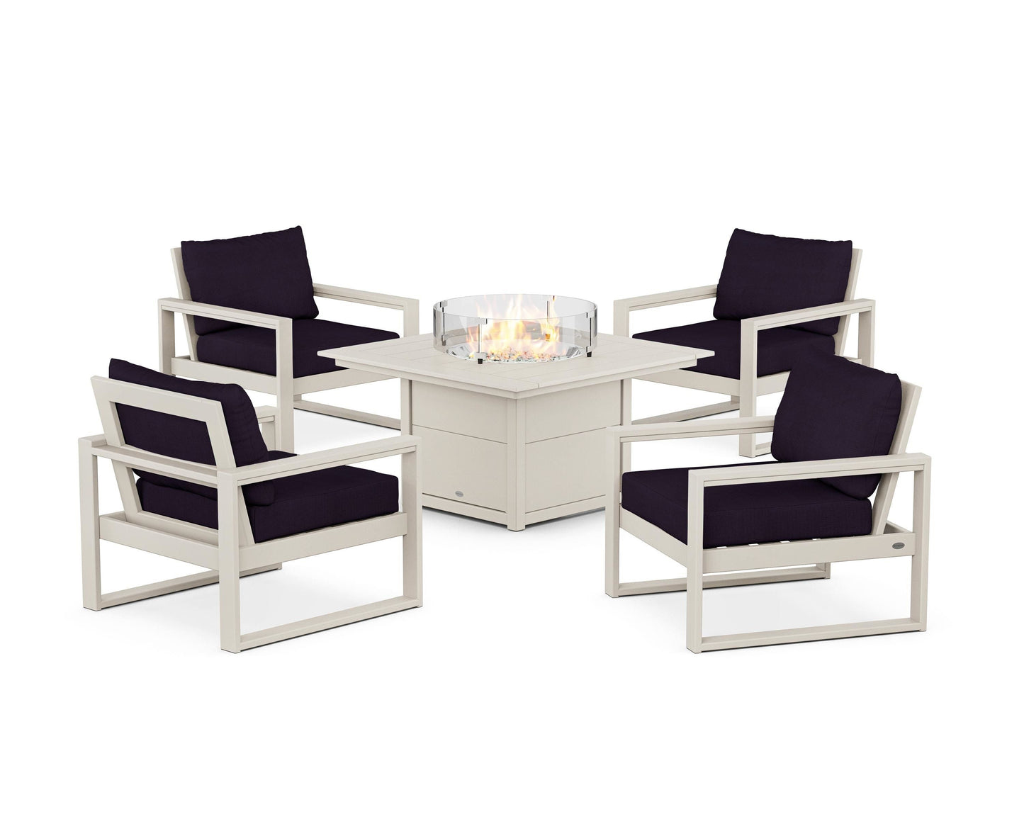 EDGE Sectional 5-Piece Deep Seating Set with Fire Pit Table