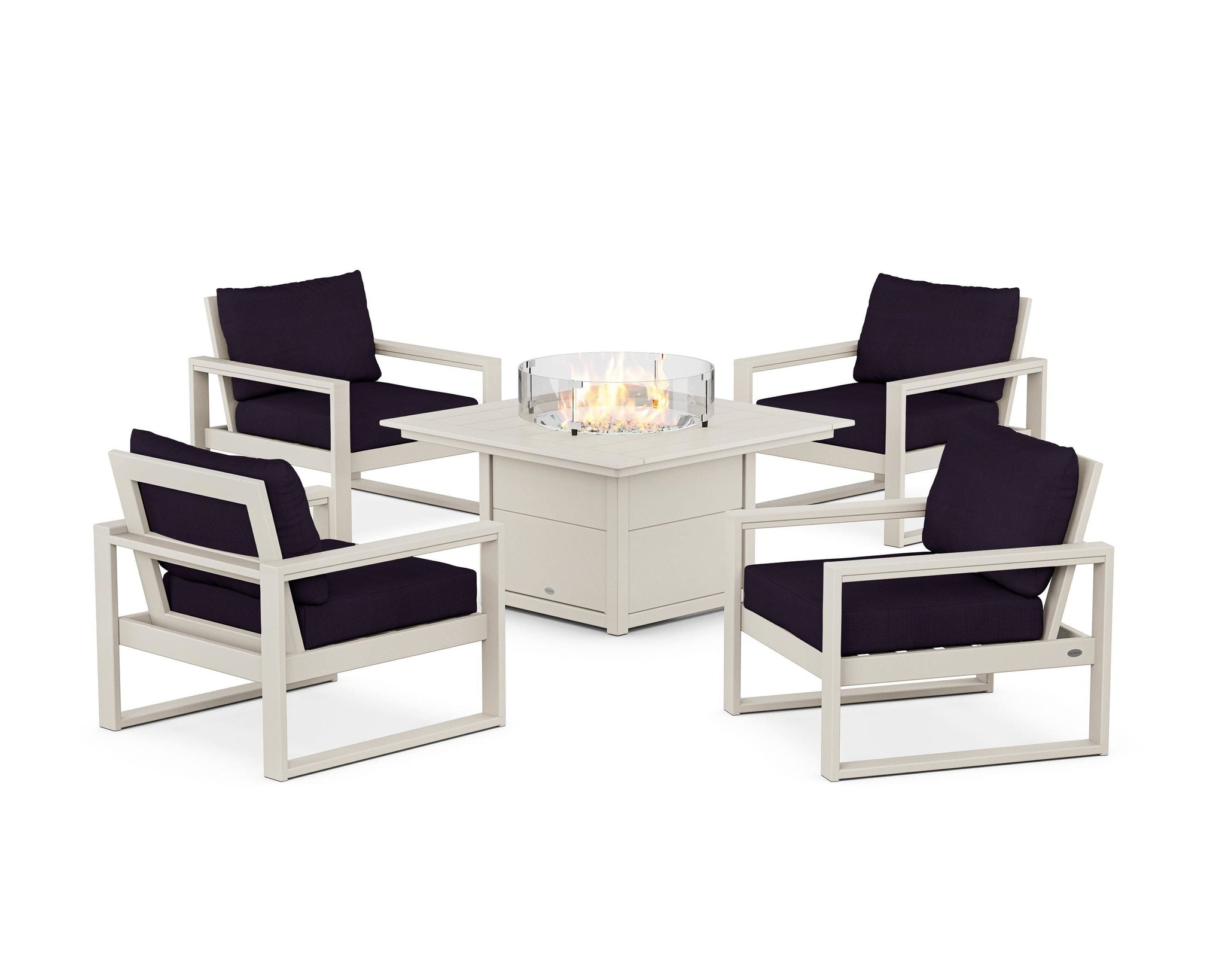 EDGE Sectional 5-Piece Deep Seating Set with Fire Pit Table