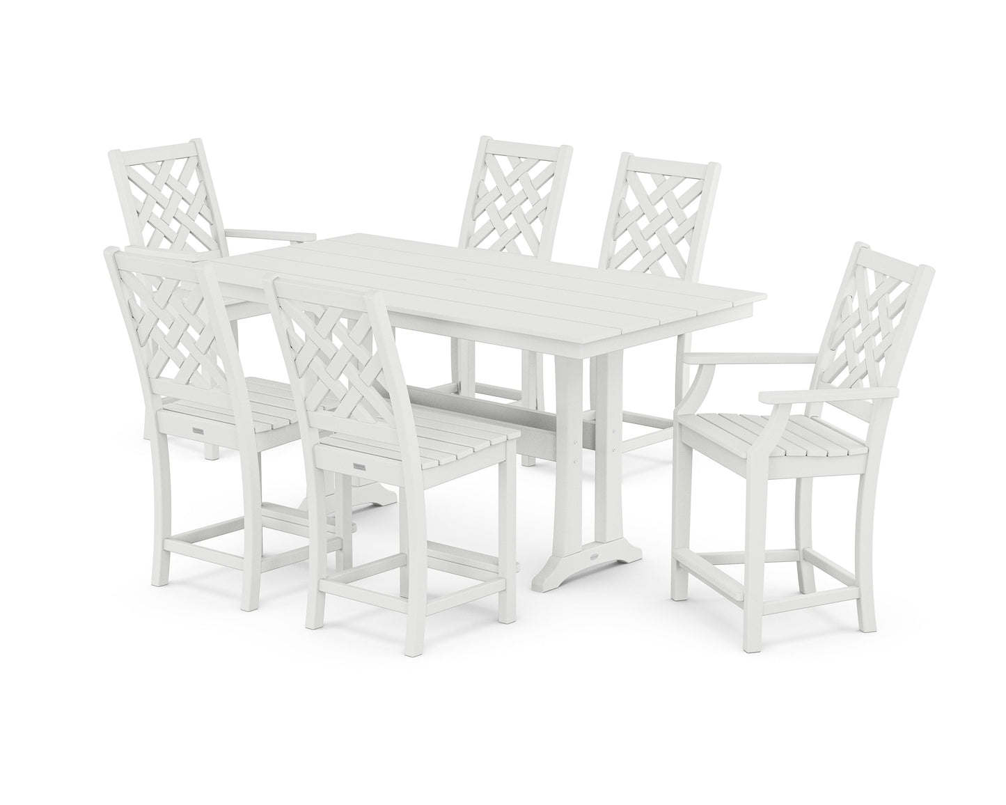 Wovendale 7-Piece Farmhouse Counter Set with Trestle Legs