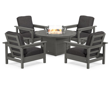 Club 5-Piece Conversation Set with Fire Pit Table