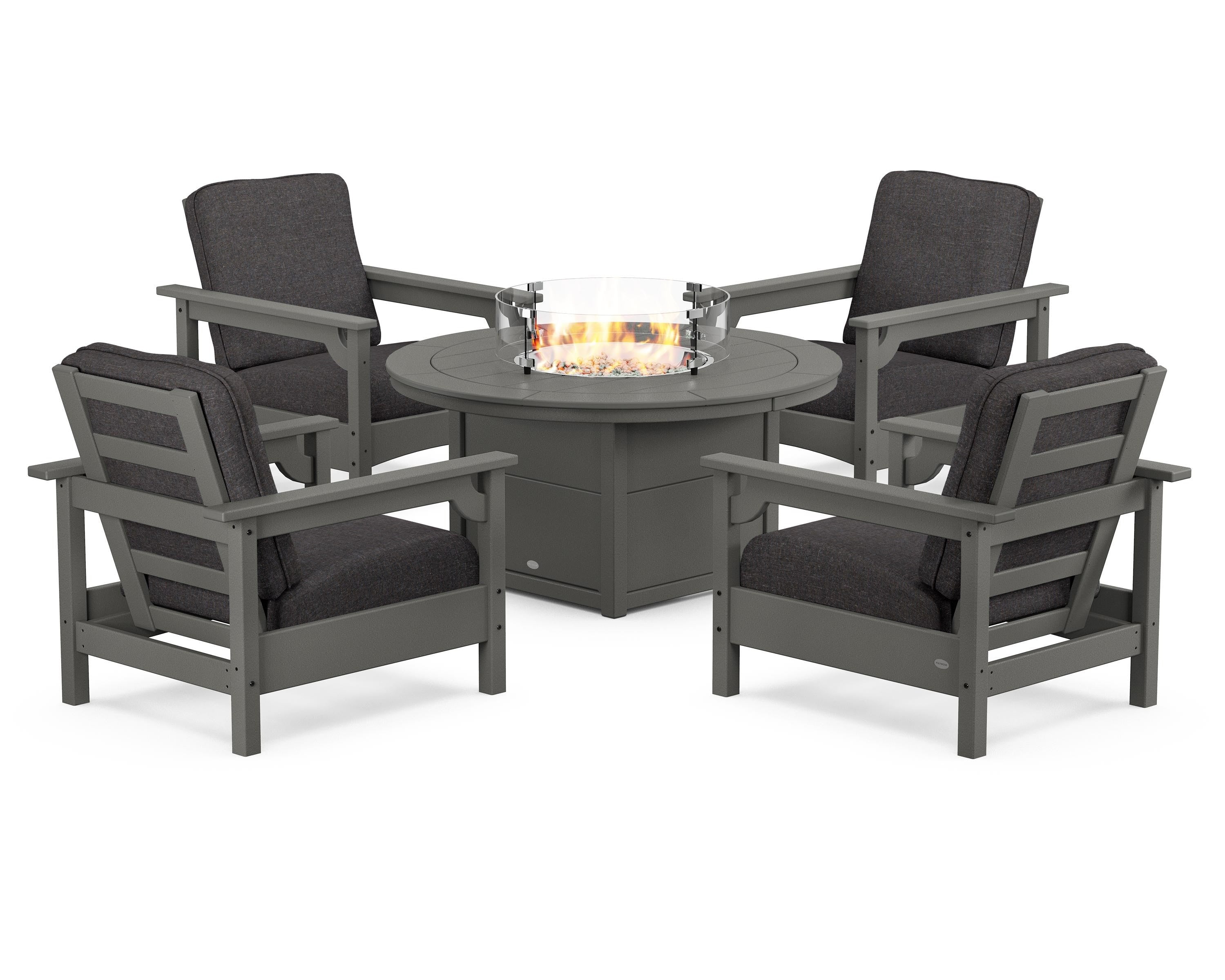 Club 5-Piece Conversation Set with Fire Pit Table