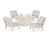 Chinoiserie 5-Piece Deep Seating Set with Fire Pit Table