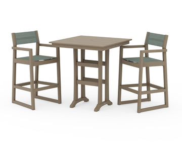 EDGE Sling Arm Chair 3-Piece Farmhouse Bar Set with Trestle Legs