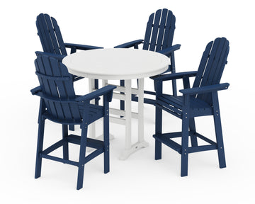 Vineyard Curveback Adirondack 5-Piece Nautical Trestle Bar Set
