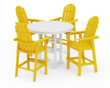 Vineyard Curveback Adirondack 5-Piece Nautical Trestle Bar Set