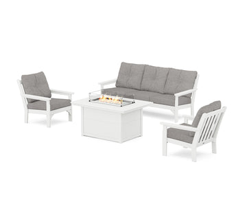 Vineyard Deep Seating Fire Pit Table Set