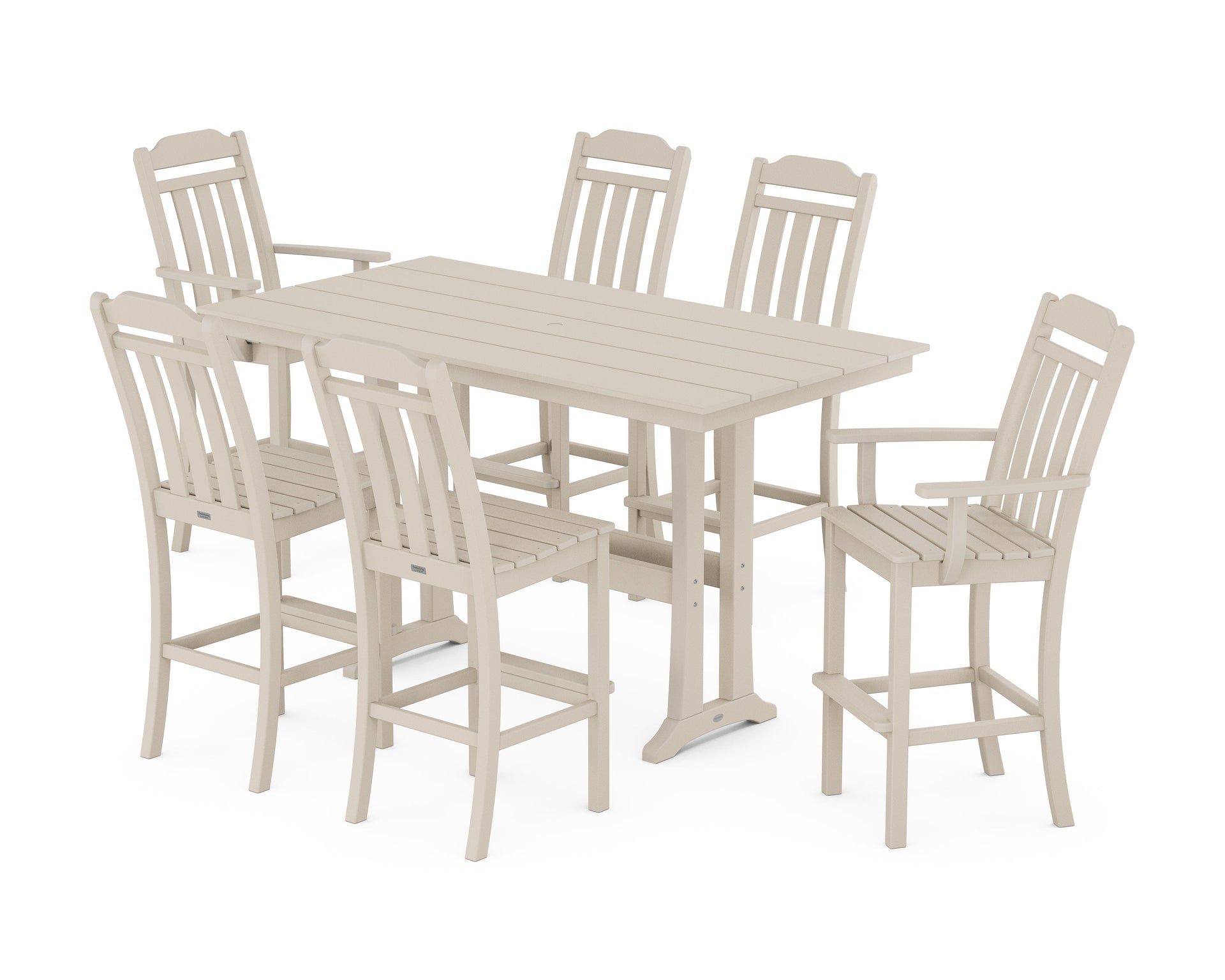 Cottage 7-Piece Farmhouse Bar Set with Trestle Legs