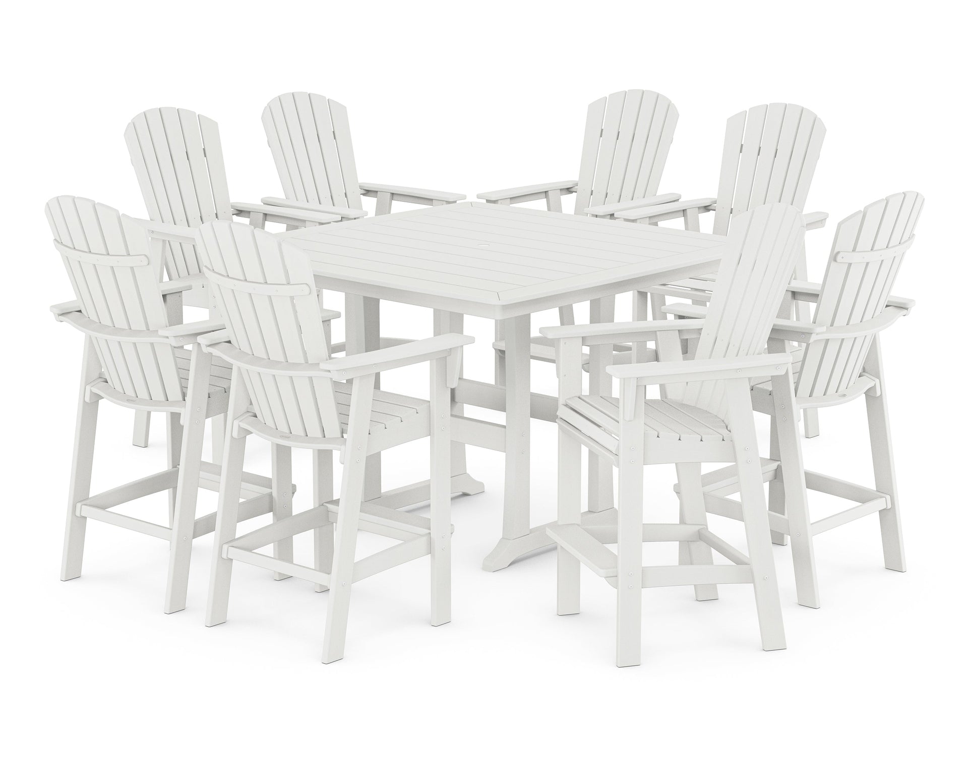 Nautical Curveback Adirondack 9-Piece Trestle Bar Set