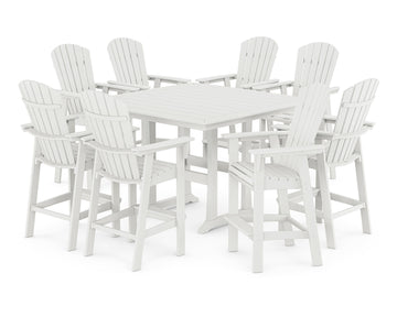 Nautical Curveback Adirondack 9-Piece Trestle Bar Set