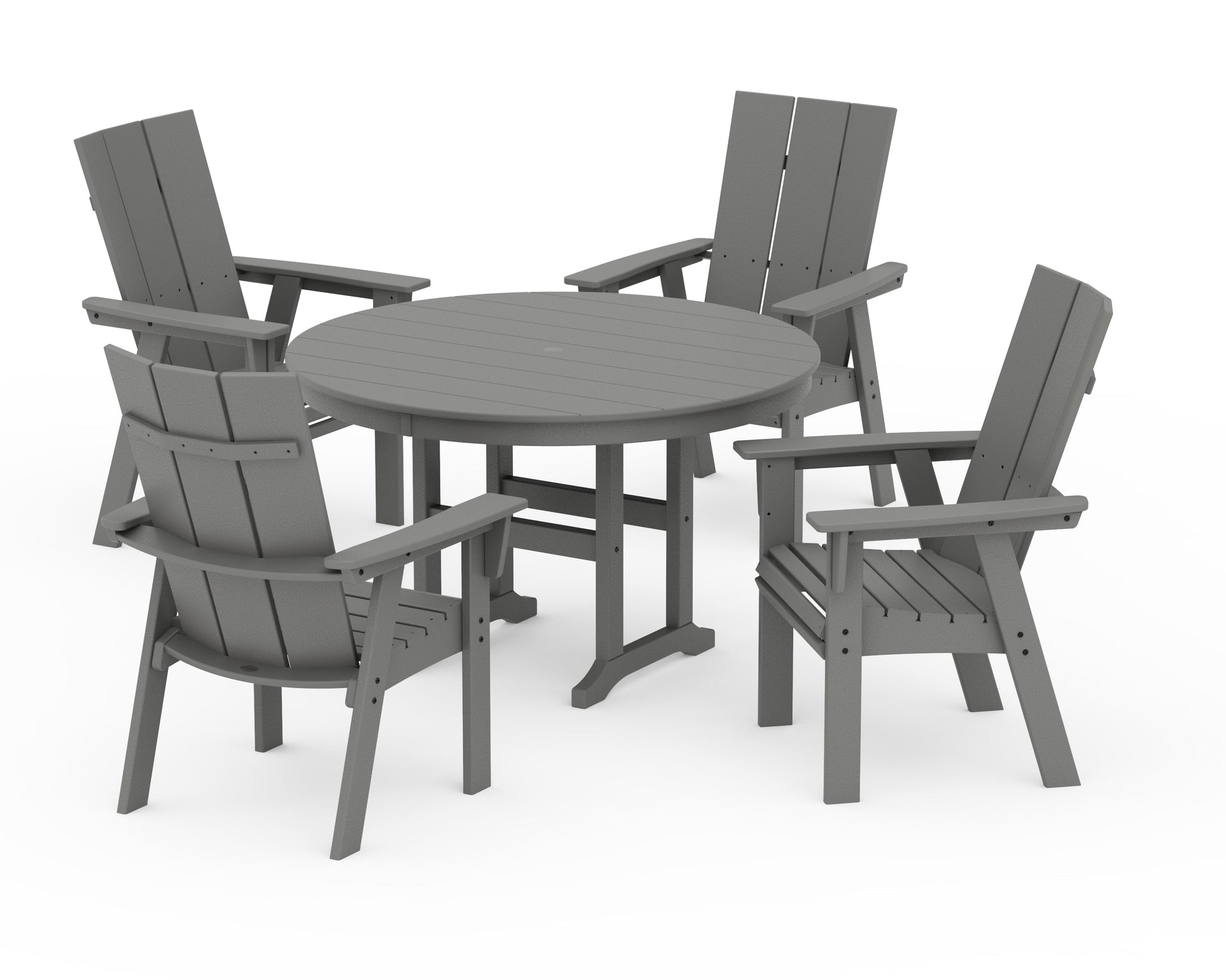 Modern Curveback Adirondack 5-Piece Round Farmhouse Dining Set