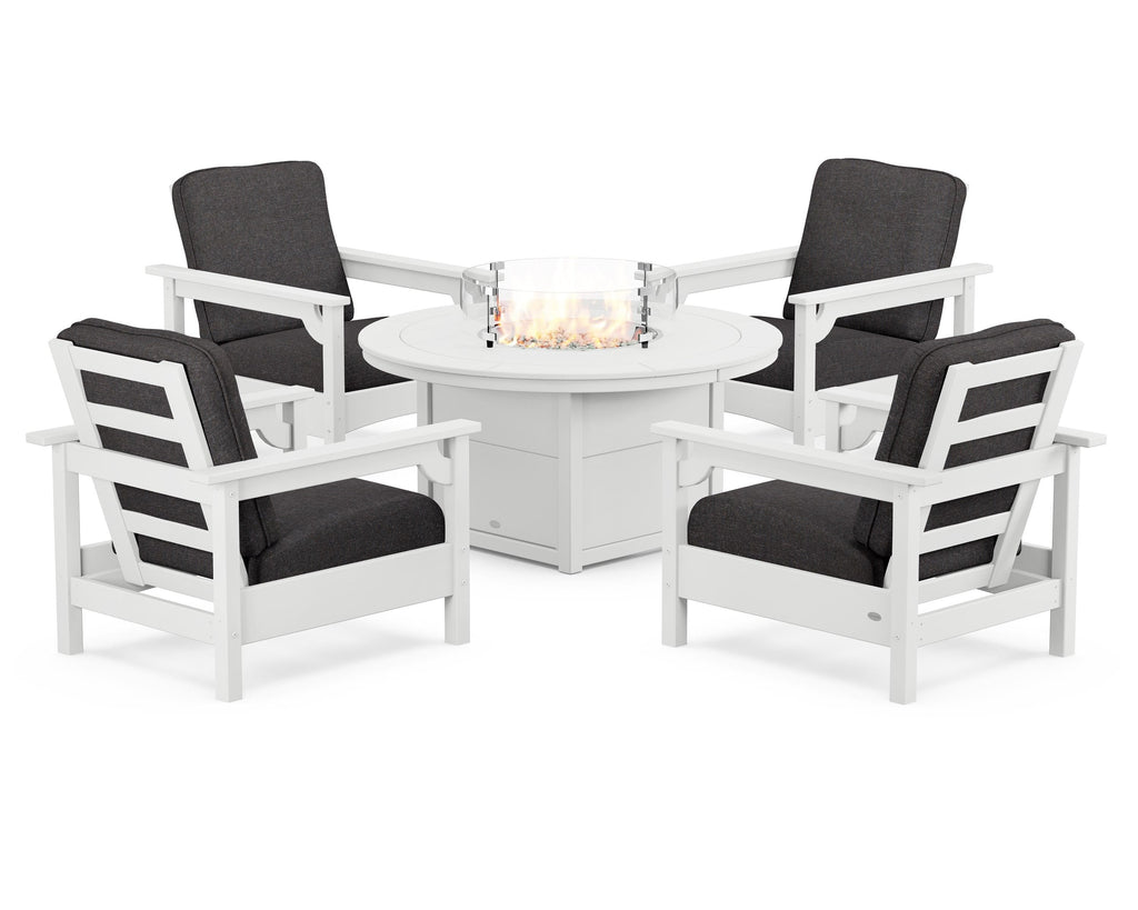 Club 5-Piece Conversation Set with Fire Pit Table