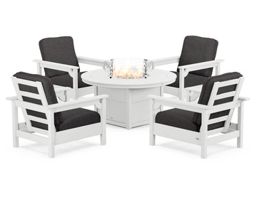Club 5-Piece Conversation Set with Fire Pit Table