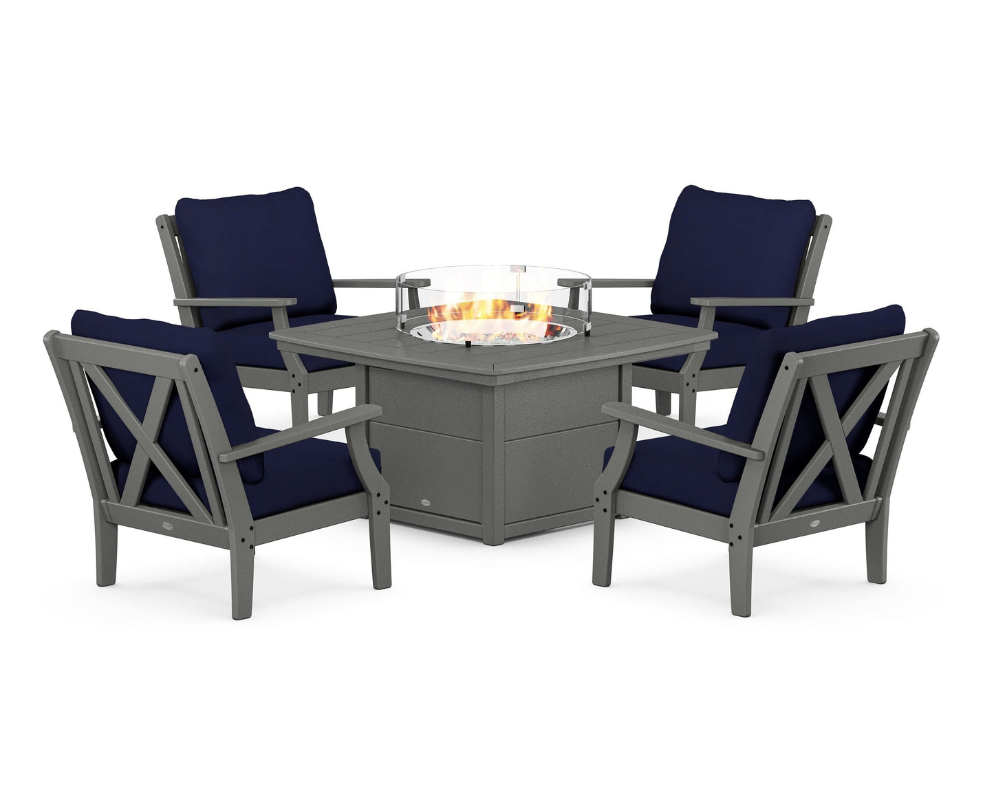 Braxton 5-Piece Deep Seating Conversation Set with Fire Pit Table