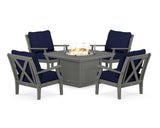 Braxton 5-Piece Deep Seating Conversation Set with Fire Pit Table