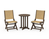 Coastal Folding Side Chair 3-Piece Round Bistro Dining Set