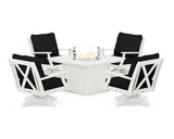 Braxton 5-Piece Deep Seating Swivel Conversation Set with Fire Pit Table