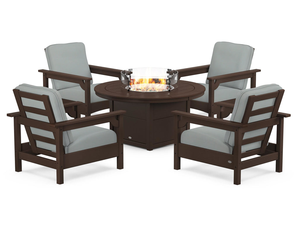 Club 5-Piece Conversation Set with Fire Pit Table