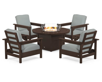 Club 5-Piece Conversation Set with Fire Pit Table
