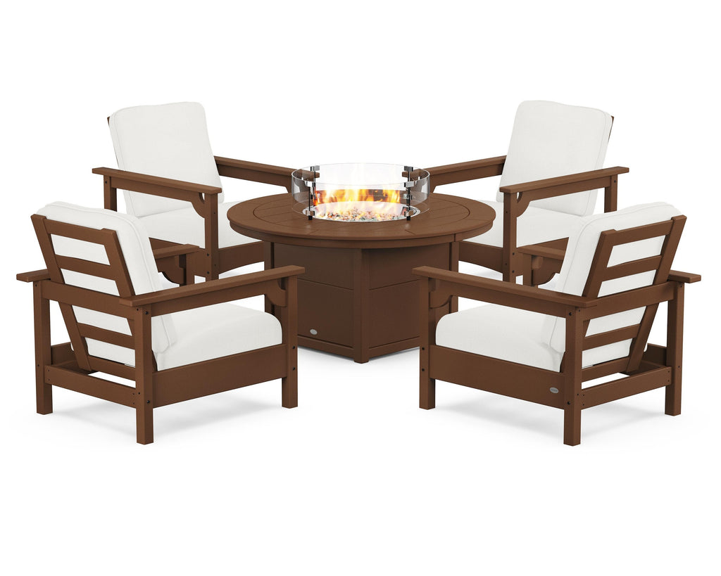 Club 5-Piece Conversation Set with Fire Pit Table