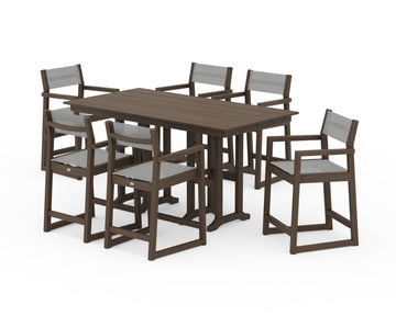 EDGE Sling Arm Chair 7-Piece Farmhouse Counter Set